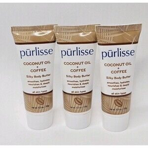 PURLISSE Coconut Oil + Coffee Silky BODY BUTTER New 1oz / 30g Lot Of 3 New